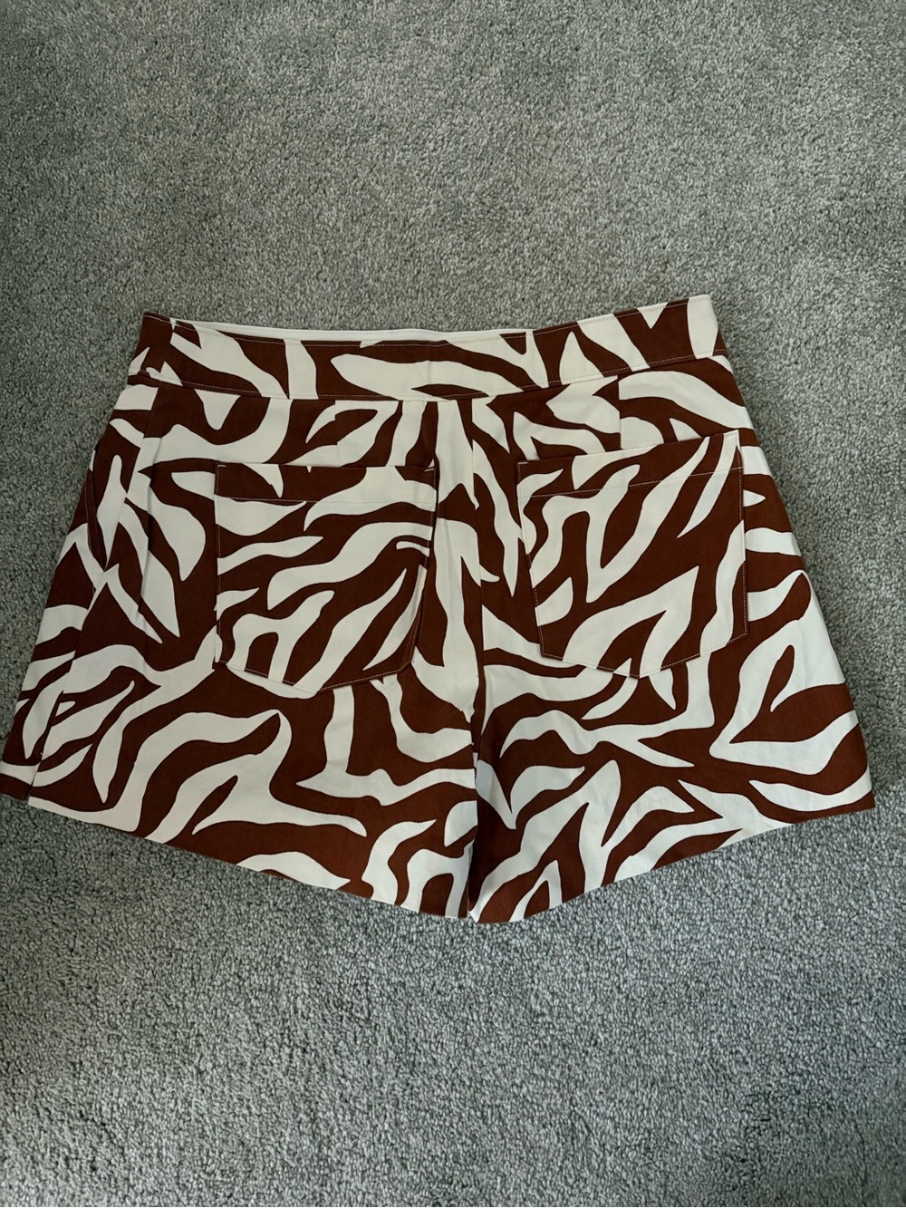 SPANX Brown and Cream Zebra-Print High Waist Shorts - Picture 3 of 3